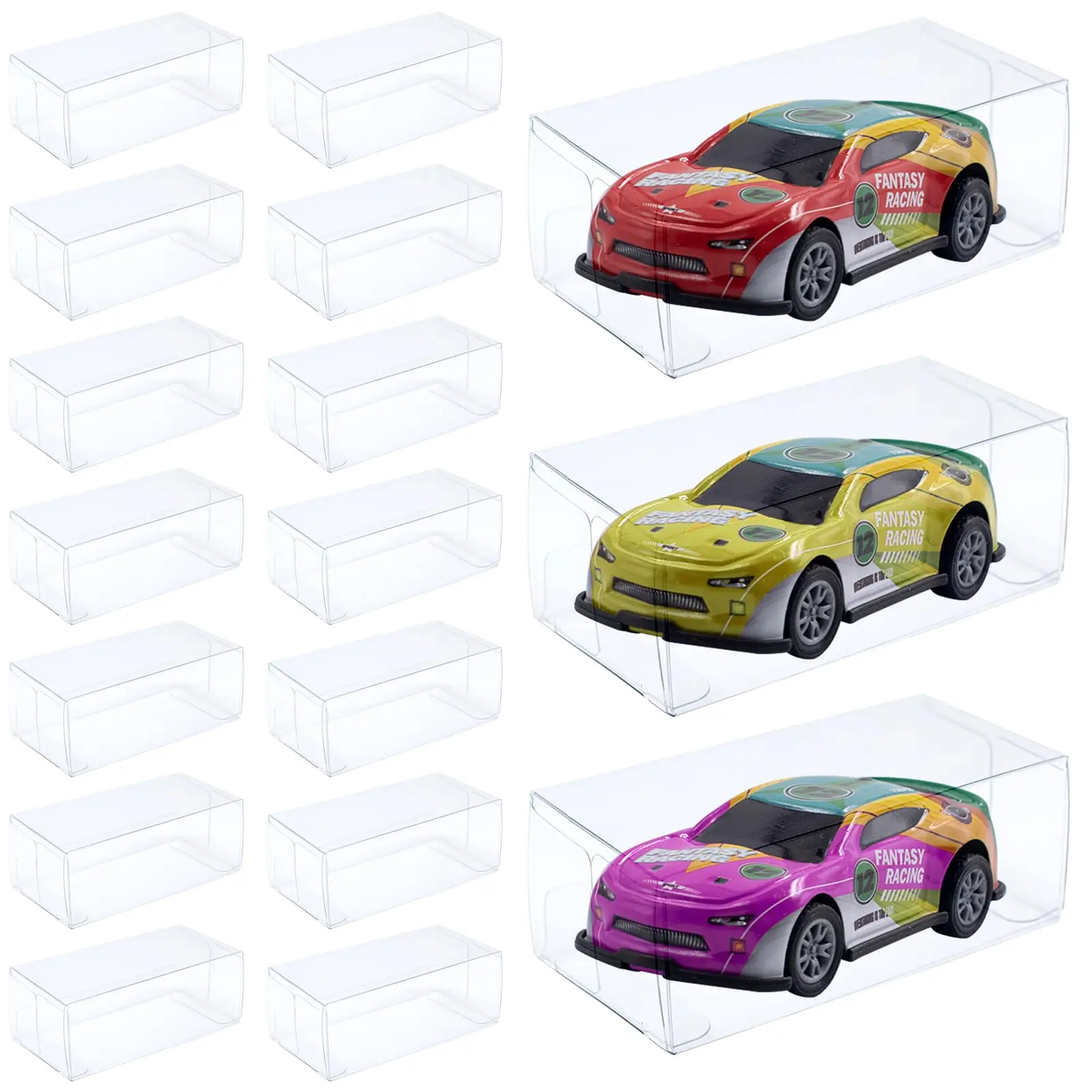 Car Display Case, 1/64 Scale Vehicle Model Display Boxes Clear Plastic Toy Car Model Display Boxes for Hot Wheels and Matchbox