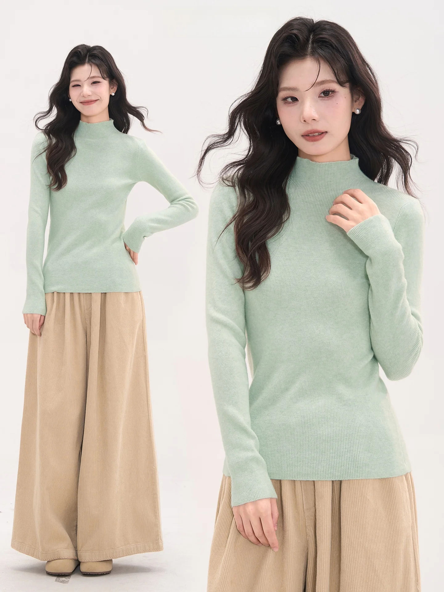 

Вязаная кофта Heme с высоким воротником, облегающая, базовая, осенне-зимняя, модная, универсальная, удобная, мягкая, из акрила