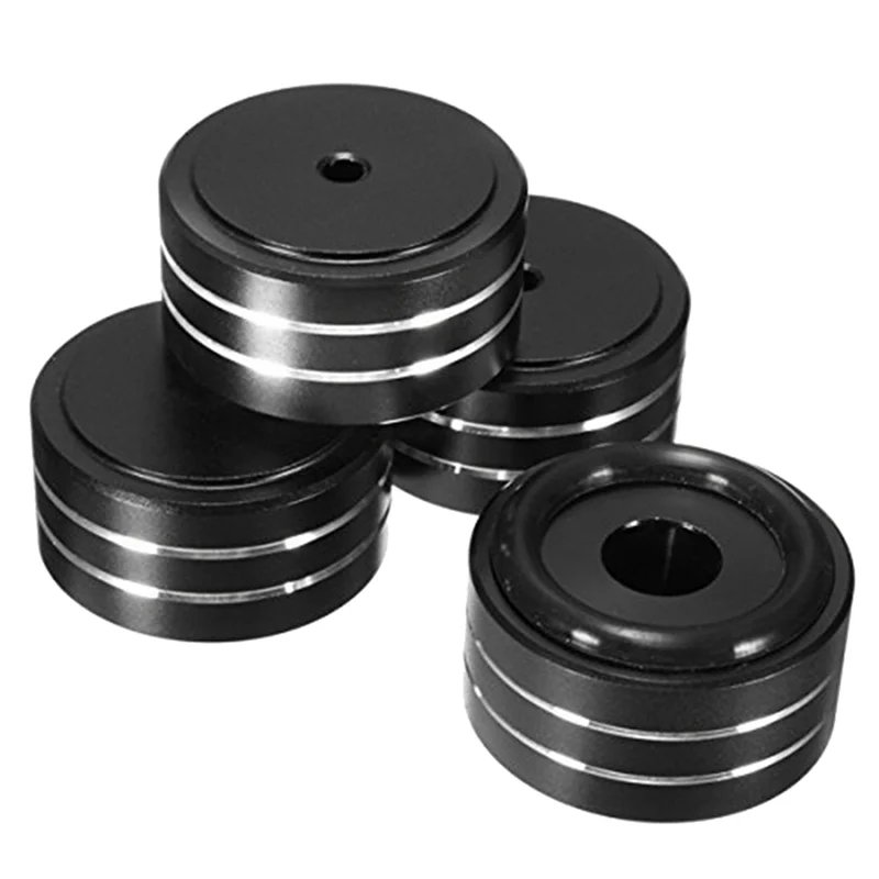 AS95-20 Buah Bantalan Kaki DAC Meja Putar Dudukan Isolasi Speaker AMP HIFI Aluminium 40X20Mm (Hitam)