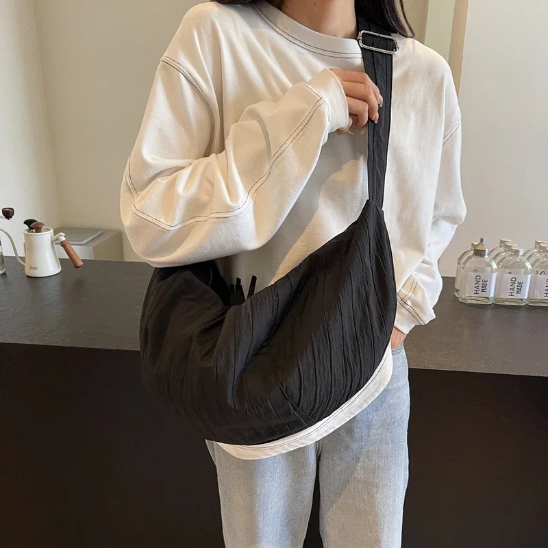 LEFTSIDE Cloth Big Solid Color Shopper Shopping Underarm Bags Lady Shoulder Bag for Women 2024 New Trend Y2K Handbags and Purses