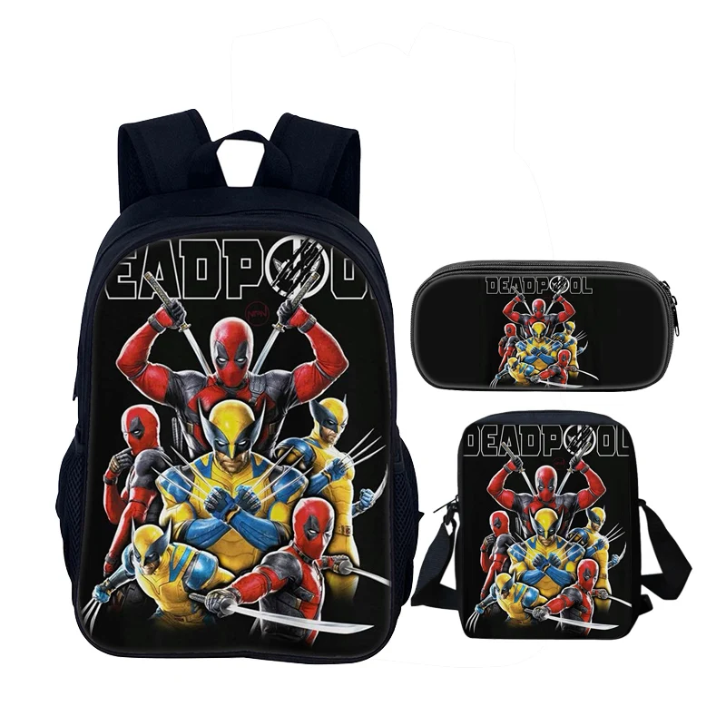 Deadpool Popular Movies Child School Backpack With Shoulder Bag Pencil Bags 3 Pcs Set School Bags Children’s Best Gift