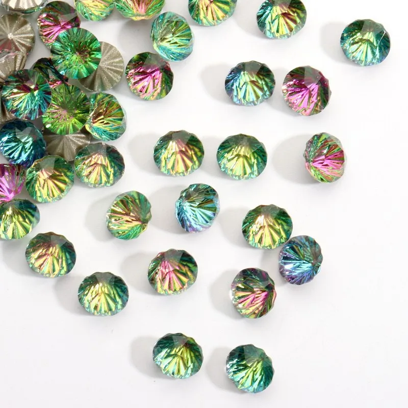 

20Pcs/Pack Round Plated Rhinestones - Pointed Back Colorful Nail Gems for DIY Manicure, Trendy Nail Art Decor Accessories