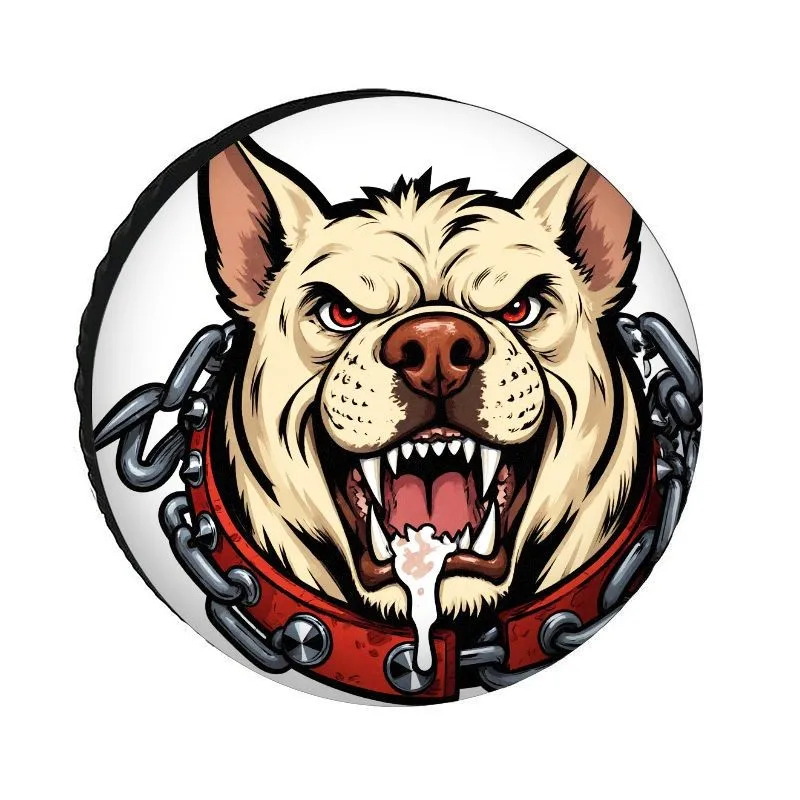 

Чехол для запасного колеса Furious Pitbull Dog с графикой цепи и головы собаки, сверхпрочный, из полиэстера, для внедорожников