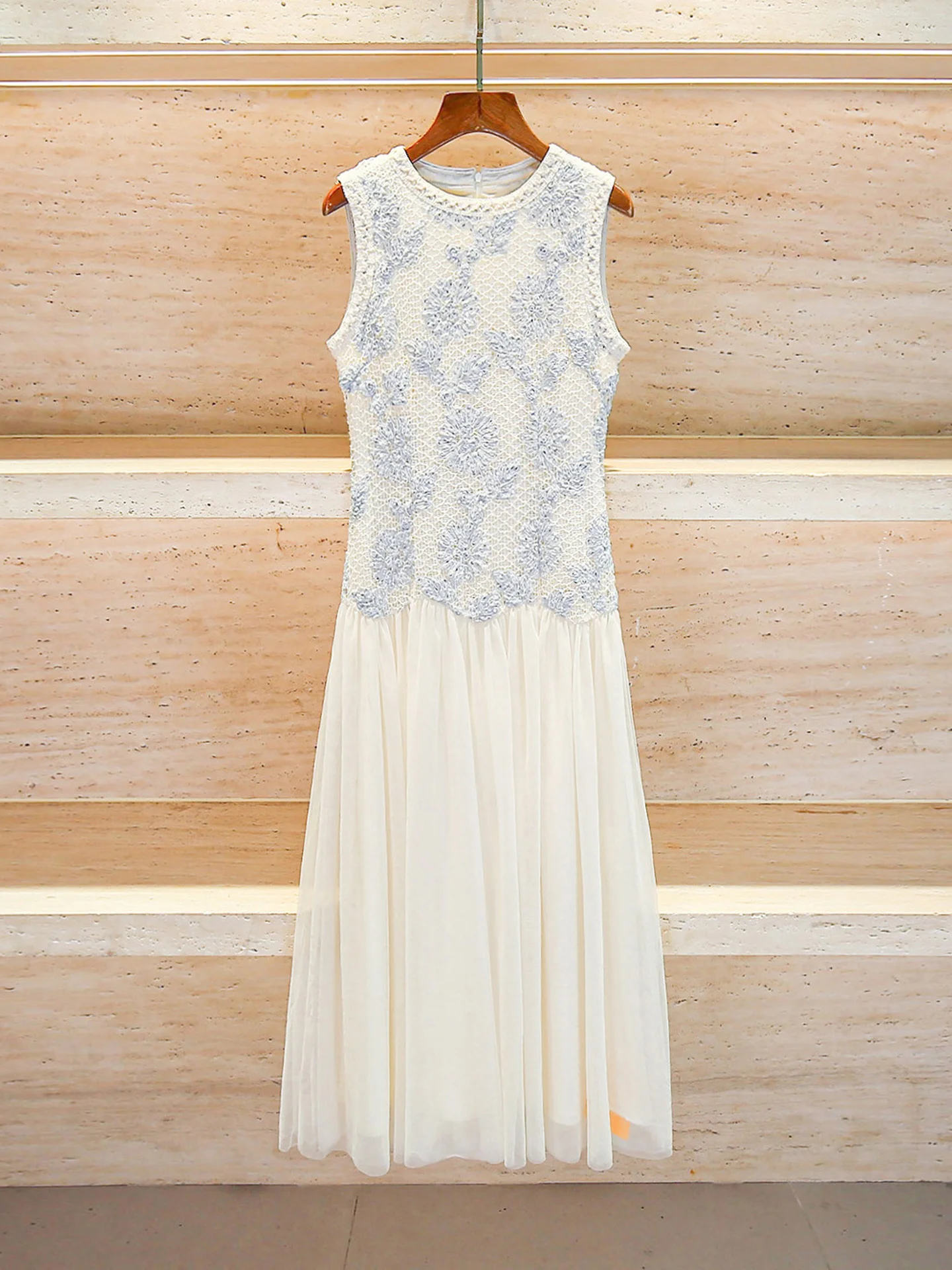 

Summer Long Me Vest Dr South Oil High End Women's Faion Small Fraance Sle Embroidery High Waist A-Line Midi Dr