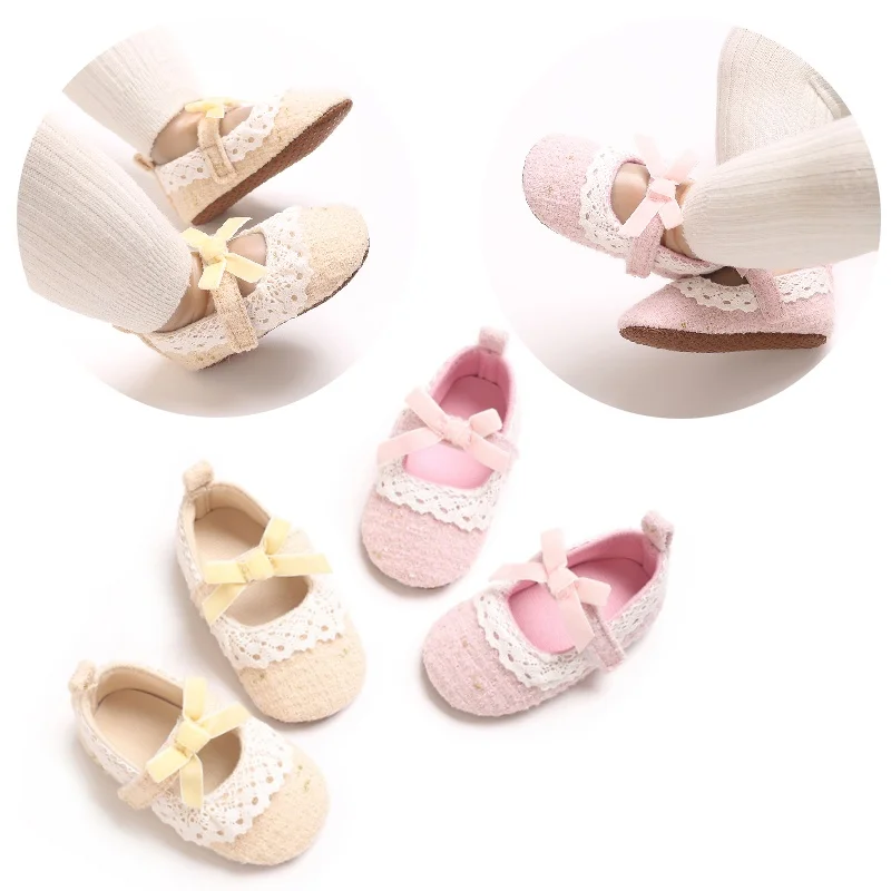 

2026 New Princess Style Baby Shoes White Lace Soft Sole First Walkers for Girls Infants 0-18 Months