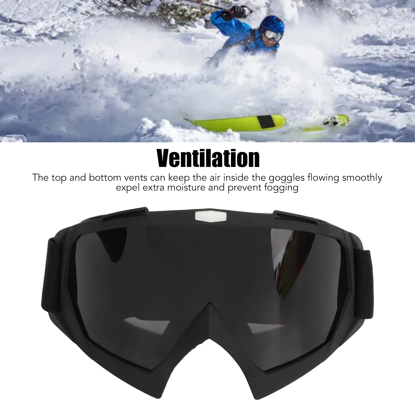 Outdoor Ski Goggles, Sports Cycling Motorcycle Windproof Goggles Bike Off Road Dustproof Glasses Matte Black Frame Snow Goggles