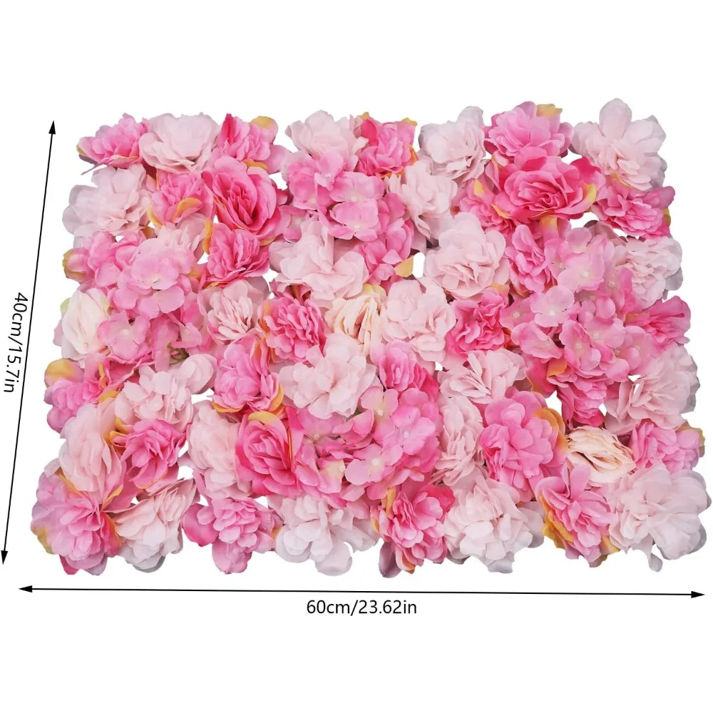 Flower Wall Panels Flower Wall Panel Floral Backdrop with Leaves Dark Pink & Light Pink Flower Wall Decor for Wedding Party