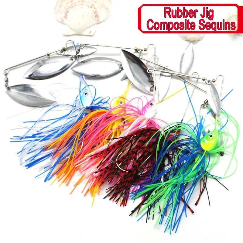 BURLE 17g Artificial Bait Mixed Colour Lead Skirt Rubber Fishing Jigs Head Buzz Swim Bass Saltwater Jigging Lure