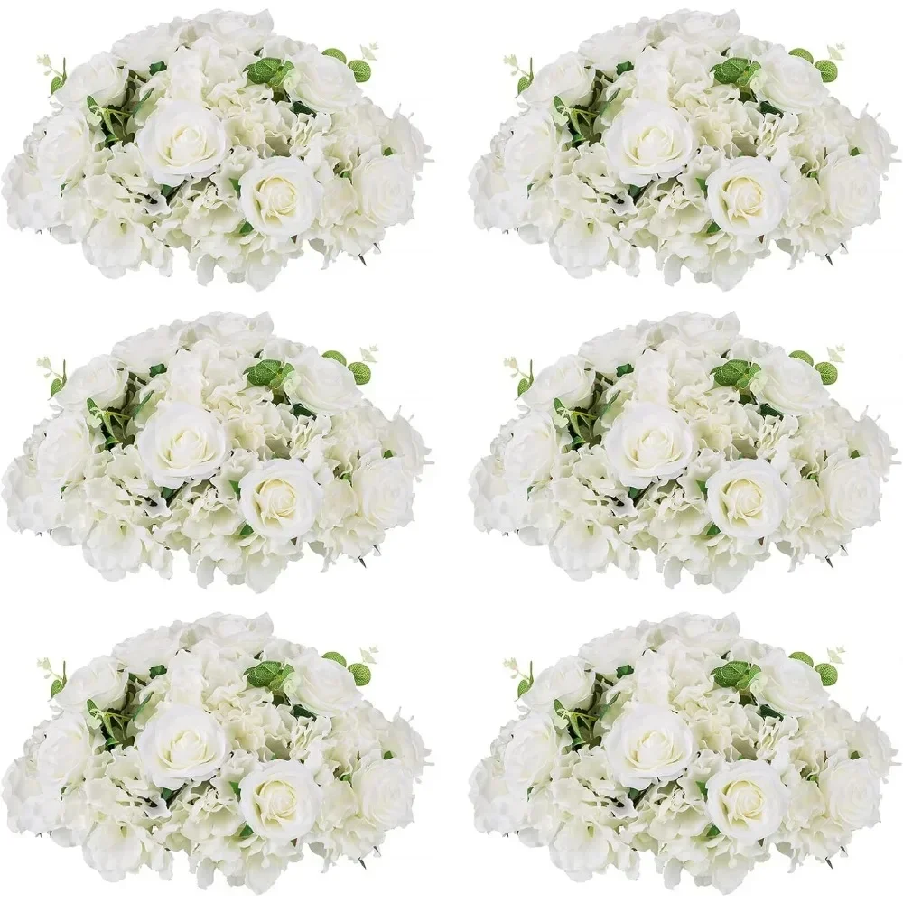 

Wedding Fake Flowers Decoration Artificial Flower Room Decor Table Decoration 15.7" Large White Fake Flowers Rose Hydrangea Ball