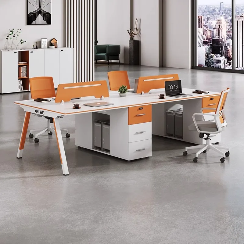 Durable Workstation Open Office Computer Simple Modern Four/6/8 Staff Desk and Chair Combination Furniture