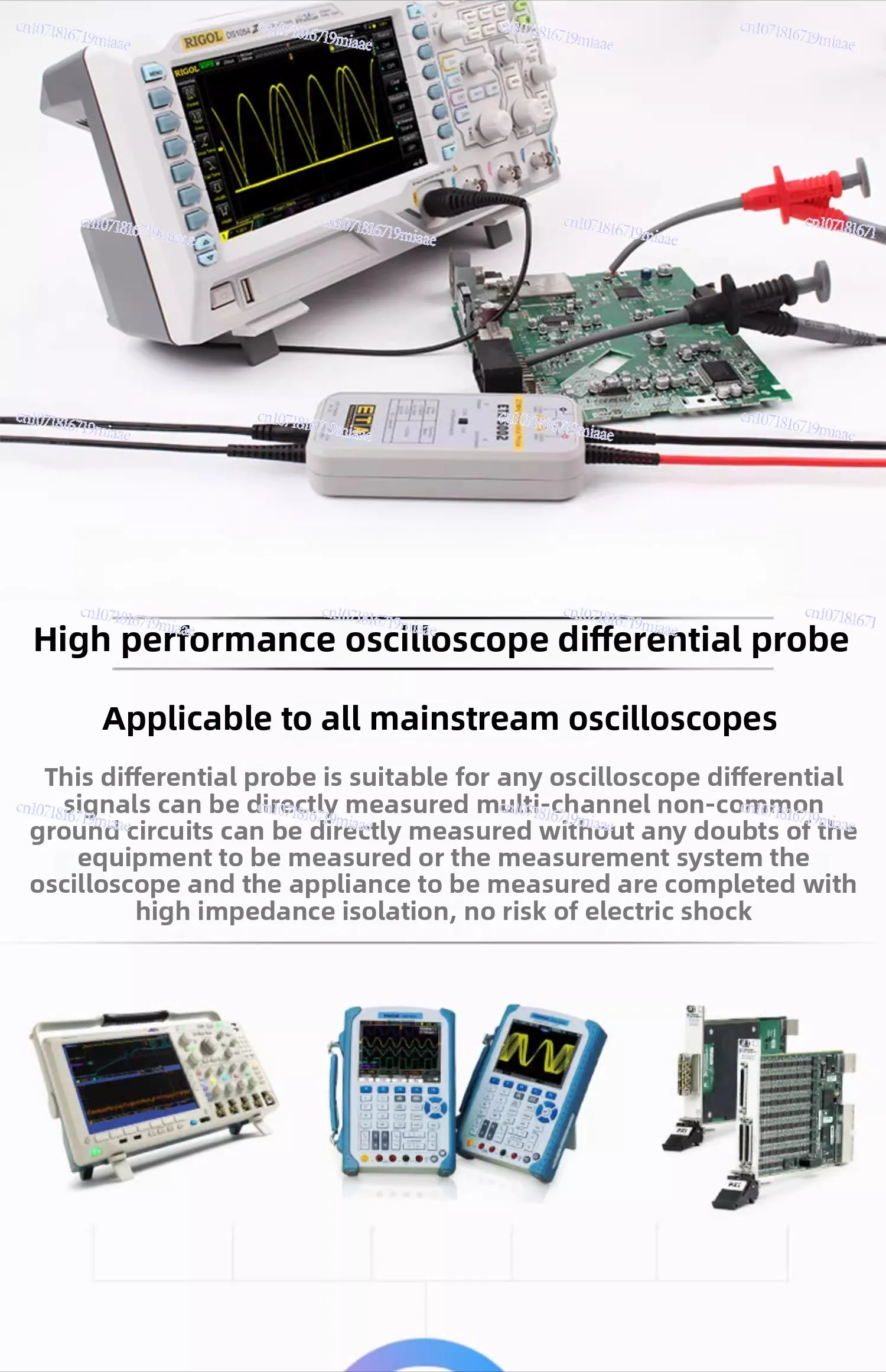 5002 Osiloskop Probe Diferensial Tegangan Tinggi 1300V Sensor Tegangan Probe Terisolasi Akurasi Tinggi
