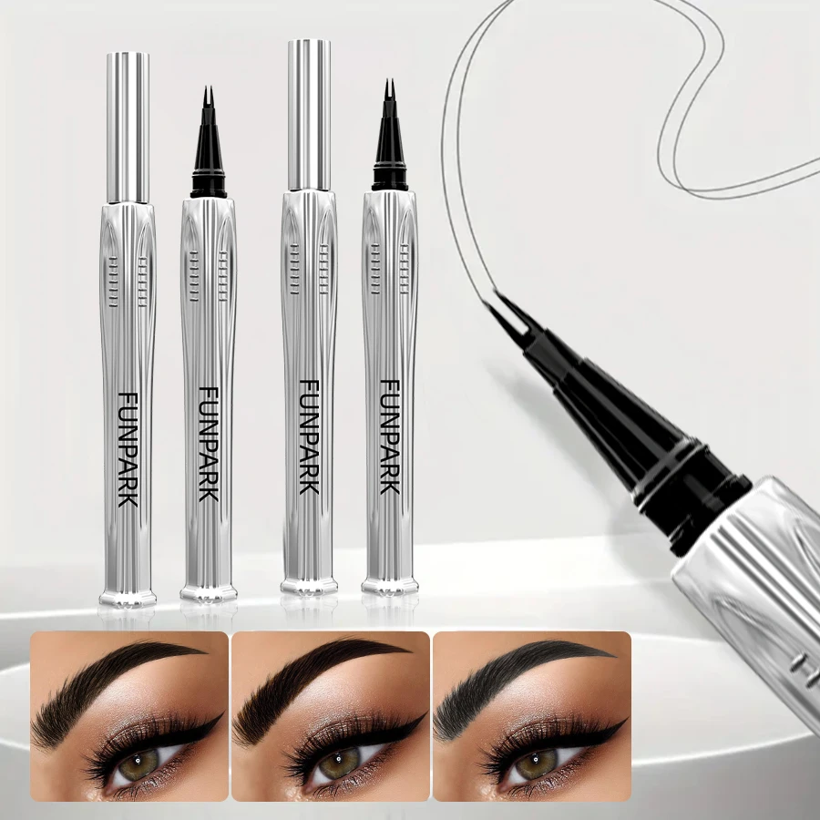 2 vork microblading wenkbrauwpotlood, niet-vlekkerig hoog gepigmenteerd gemakkelijk aan te brengen vloeistof 8 kleuren wenkbrauwpen make-up eyeliner geschenken