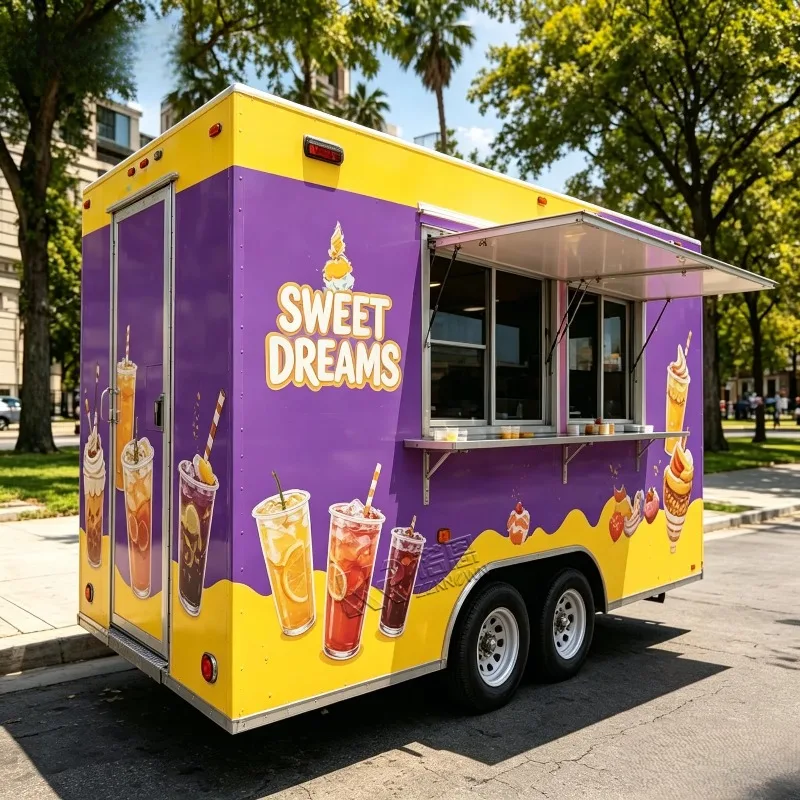 

Mobile Food Trailer Portable Commercial Catering Cart Street Food Kiosk Outdoor Business Equipment