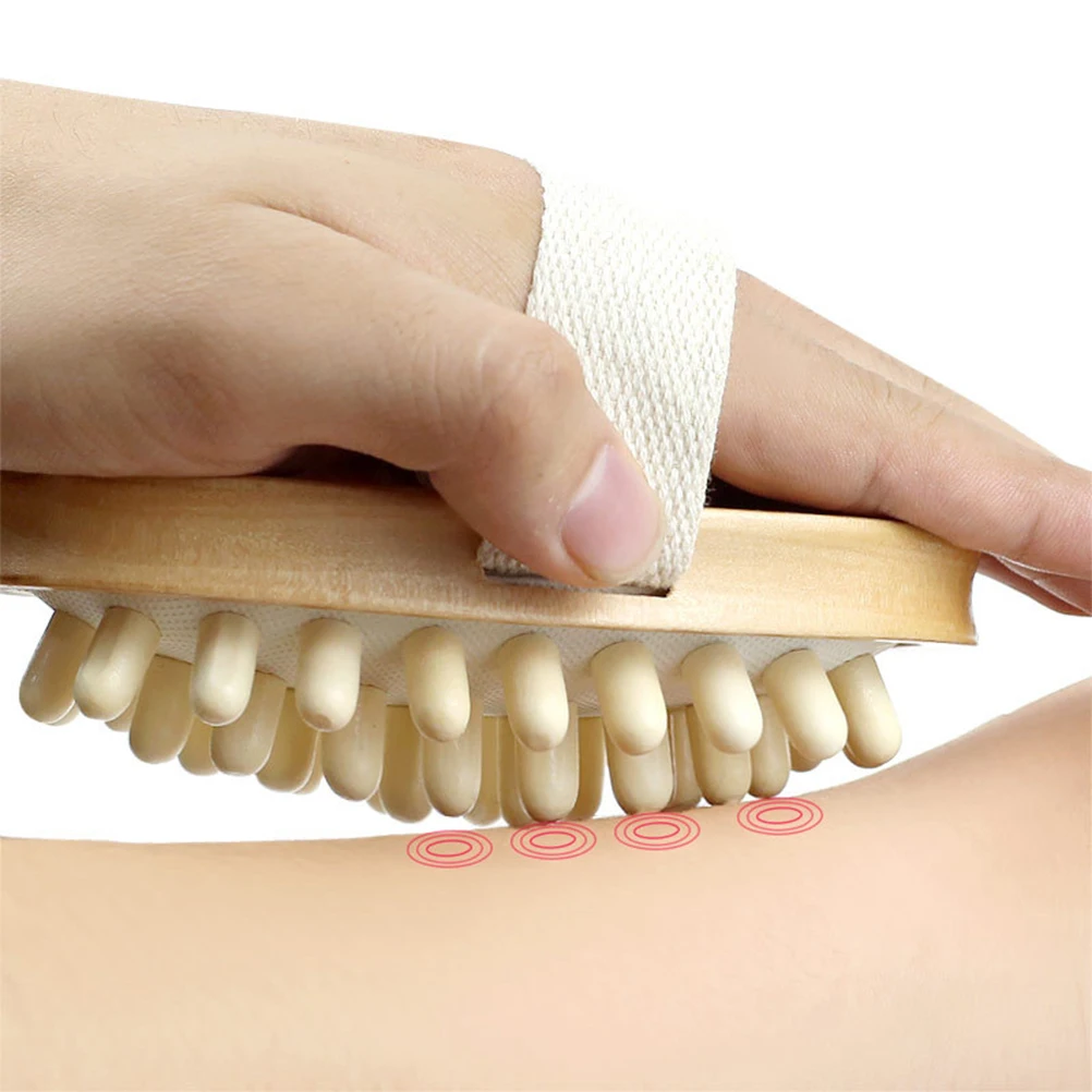 

Massage Brush Wooden Handheld Soft Bristle Body Scrubber Spa Bath Tool Dry Skin Exfoliator Circulation Stimulator
