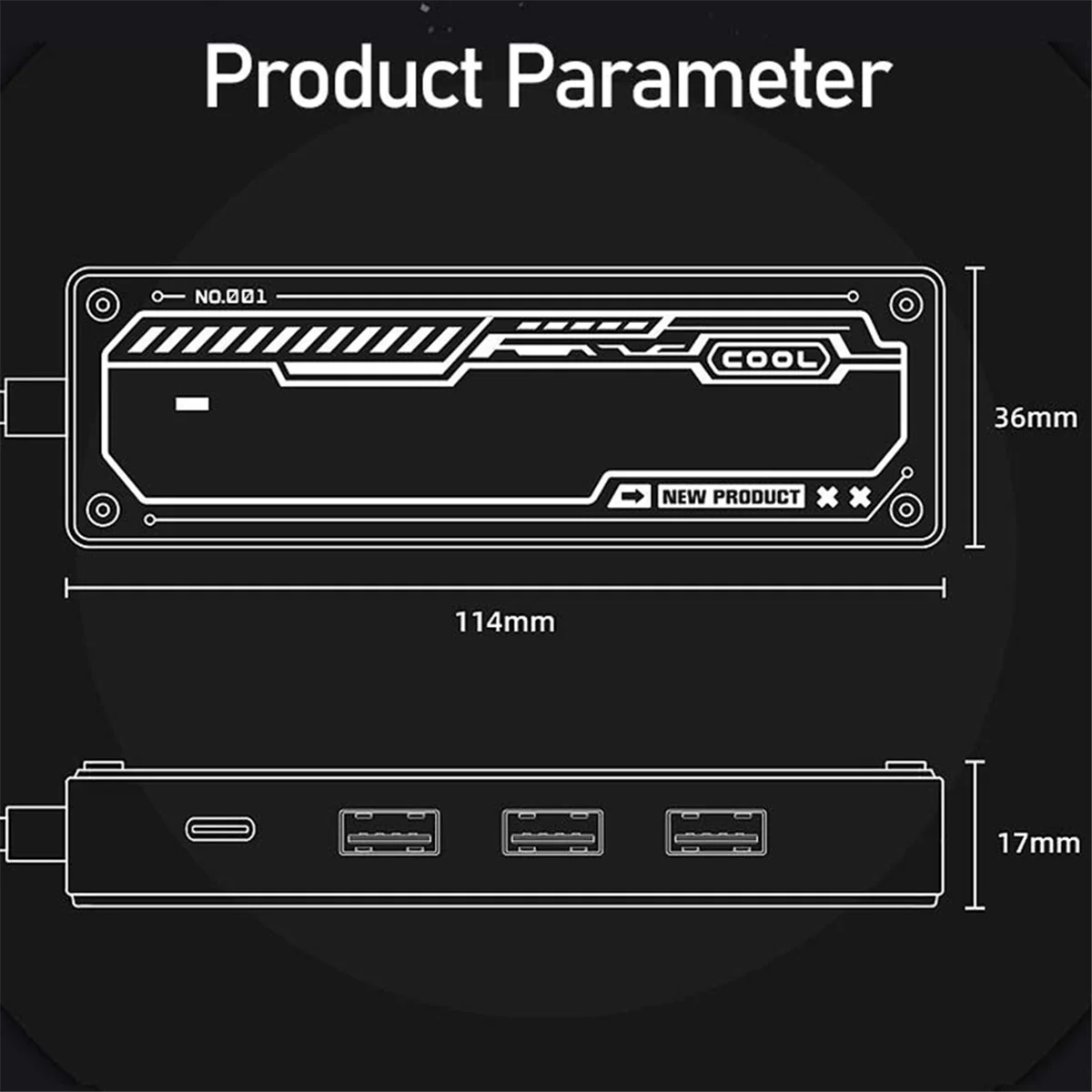 

5 in 1 USB 3.0 Hub Docking Station USB Adapter with USB2.0X2 USB3.0 PD100W USB-C 4K@30Hz for PC Laptop Mobile