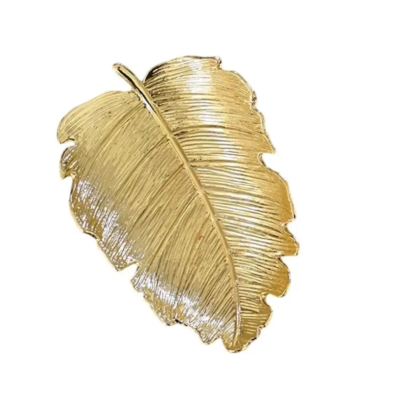 31BB Shallow Metal Jewelry Tray with Textured Veins, and Open Access for Rings and Keys on a Vanity or Desk