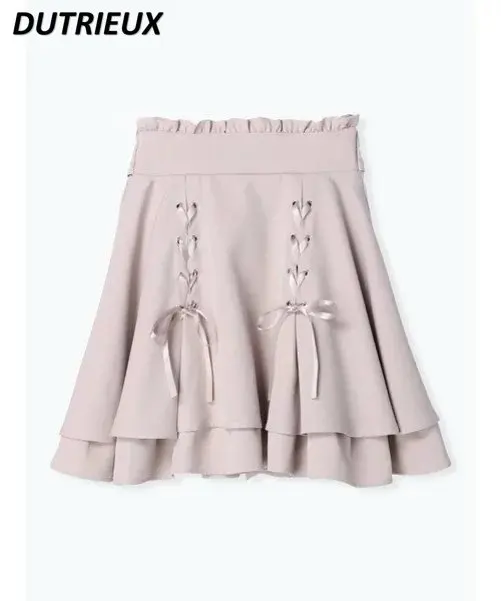 

Rojita Japanese Style Tie Up Casual Skirt for Women Cute High Waist Skirt Solid Color Summer 2023 New A- Line Short Skirt