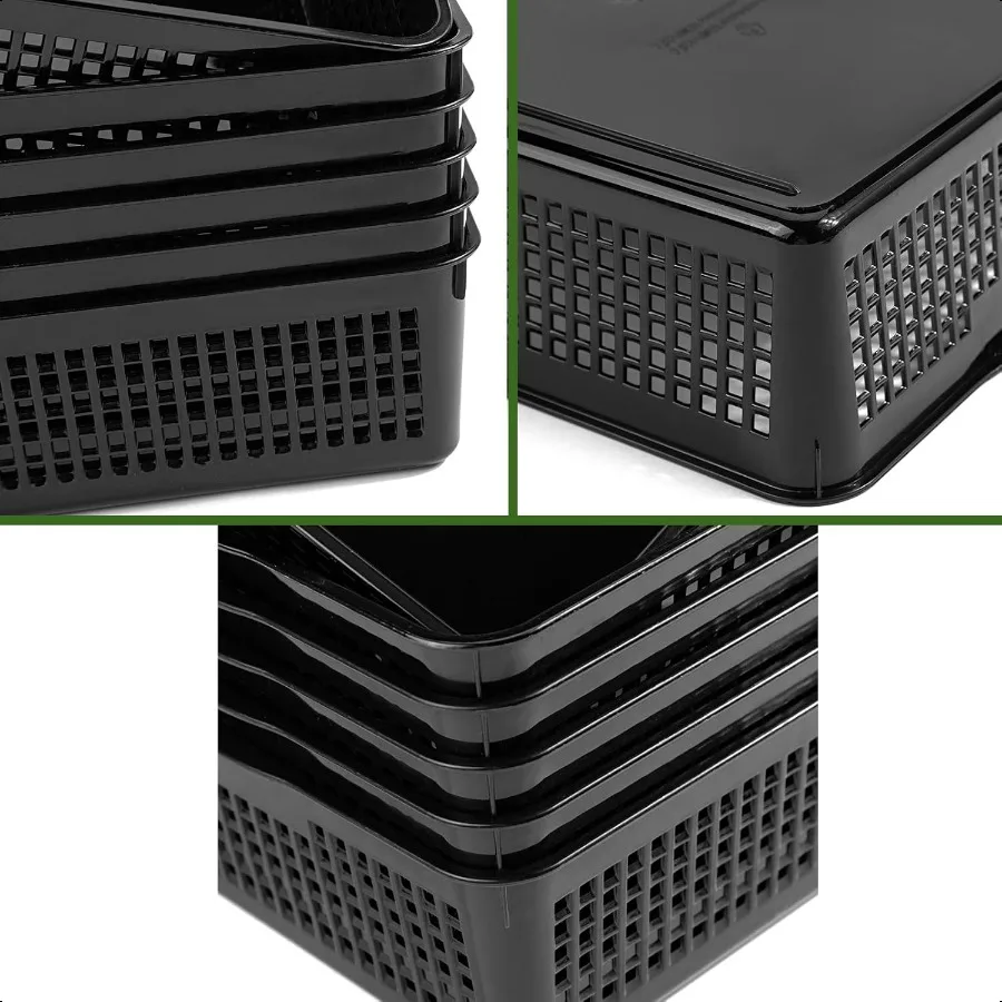 Пластиковые лотки для хранения бумаги формата А4, настольные корзины-органайзеры для файлов, 6 упаковок, черные