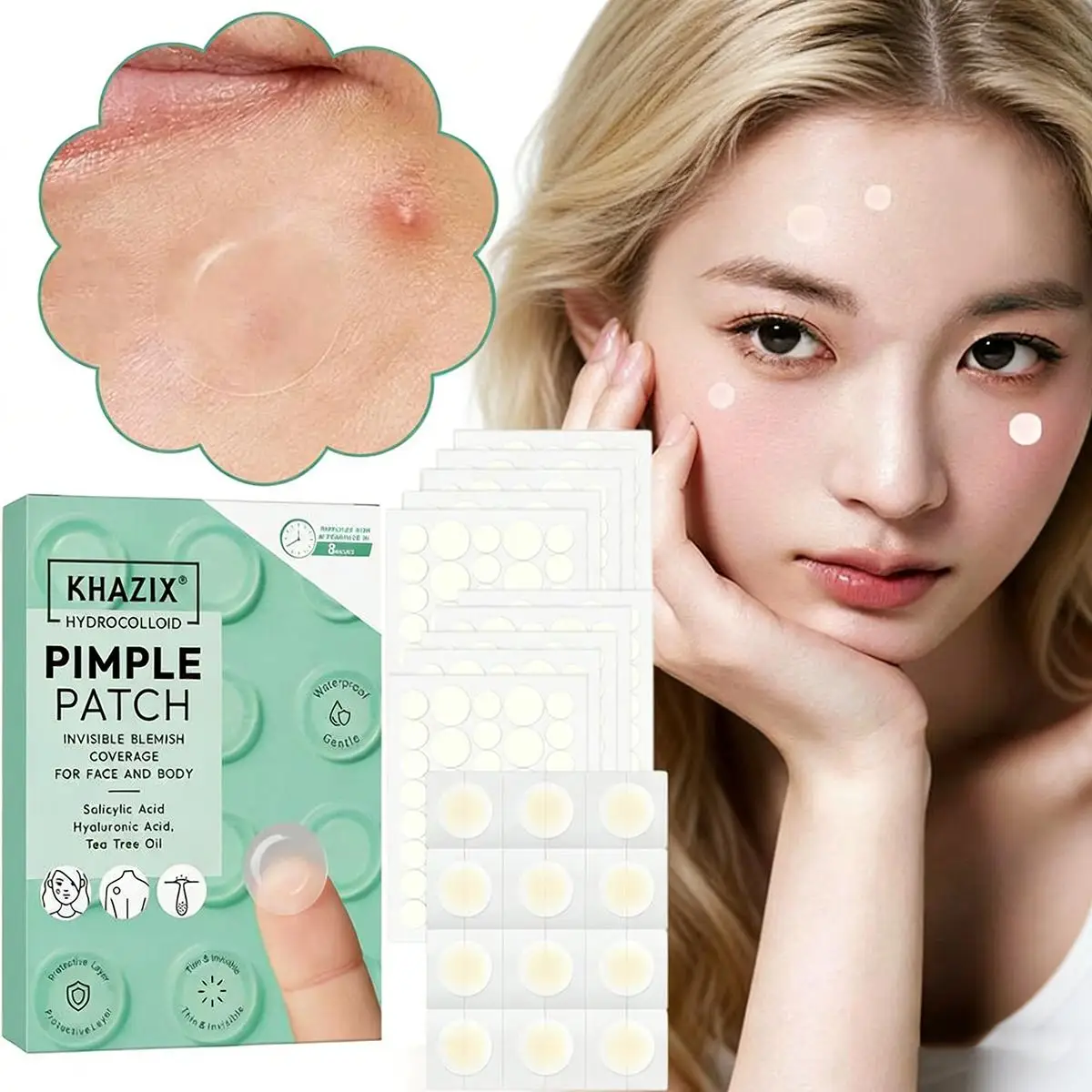 360 قطعة + 12 قطعة رقعة حب الشباب غير المرئية الغروانية المائية لتغطية الزيت والعيوب، رقعة حب الشباب الغروانية المائية النهارية للعناية بالبشرة #1
