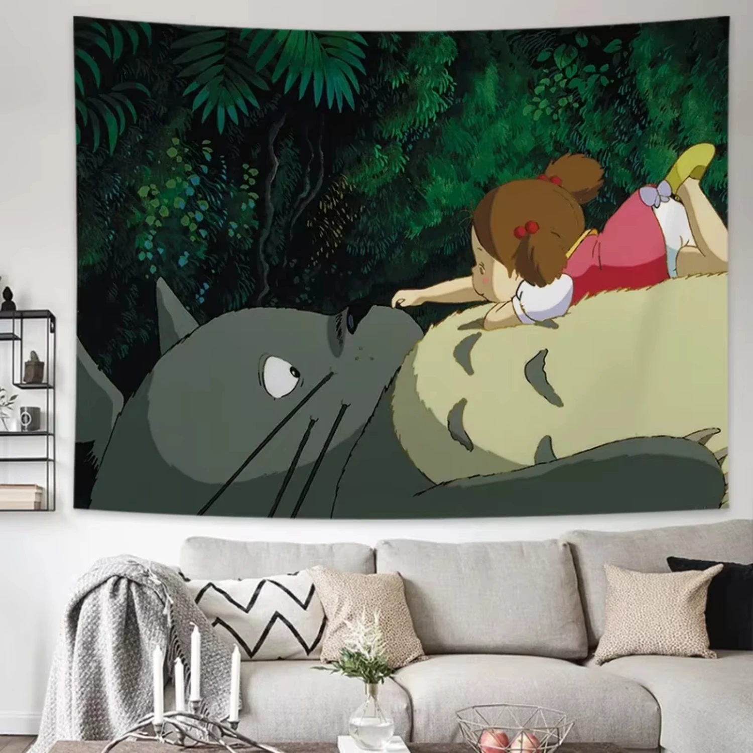 VIKAMA Totoro Tapestry, Studio Ghibli Bedroom Wall Hanging, Cozy Home Accent, Adorable Dorm Gift, Cute Living Room Artwork