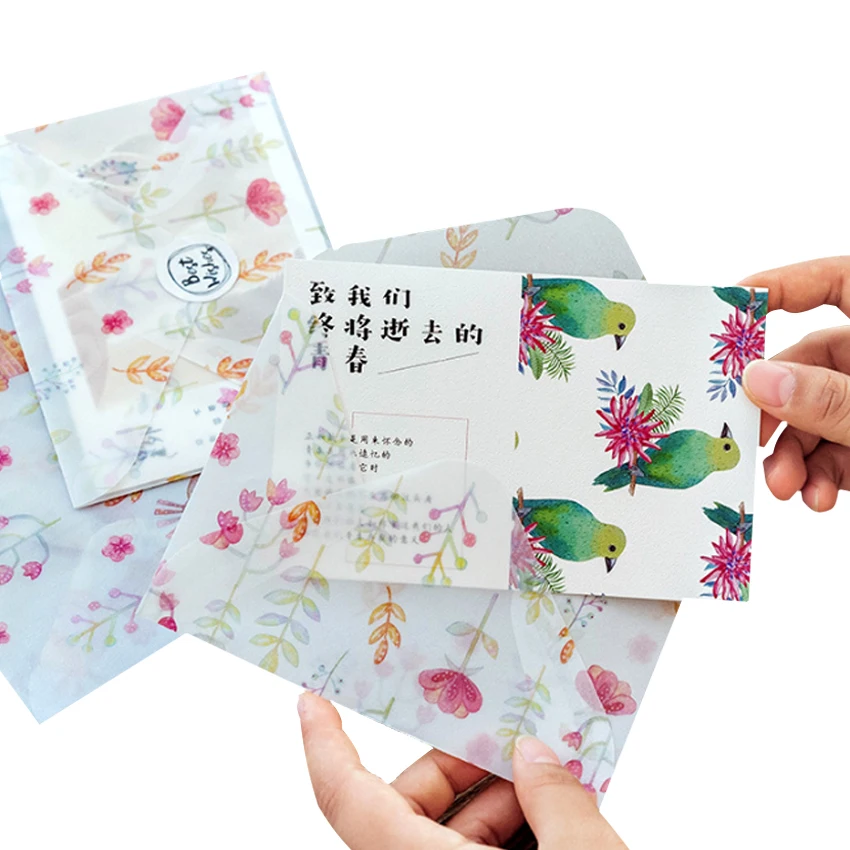 3pcs Fresh small floral 10*15CM sulfuric acid paper envelope Su Nian Jinshi series handmade envelope