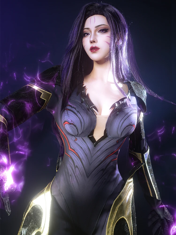 Rolecos jogo lol filha do vazio kaisa cosplay traje kaisa zentai macacão halloween feminino cosplay terno pele campeão