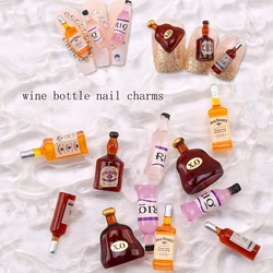20*pcs New Wine Bottle Nail Charms Jewelry Manicure Nail Art Decoration 3D Mini Stereo Red Wine Bottle DIY Personality Design
