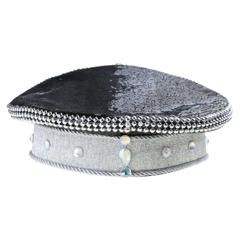 Jeweled Crystals Hat with Heavy Sequins and Sexy Goggles for Party Male Female Dancing Comedian Actor