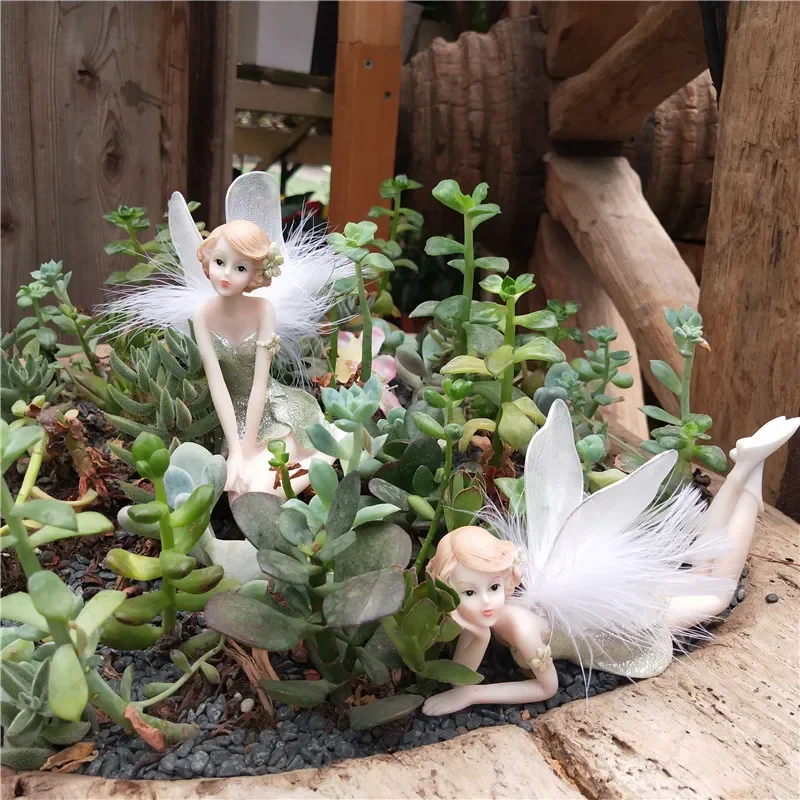 French Pastoral Feather Flower Fairy, Cute Resin Figurines, Outdoor Garden Lawn Crafts, Villa Park Decor, Charming Fairy Statues