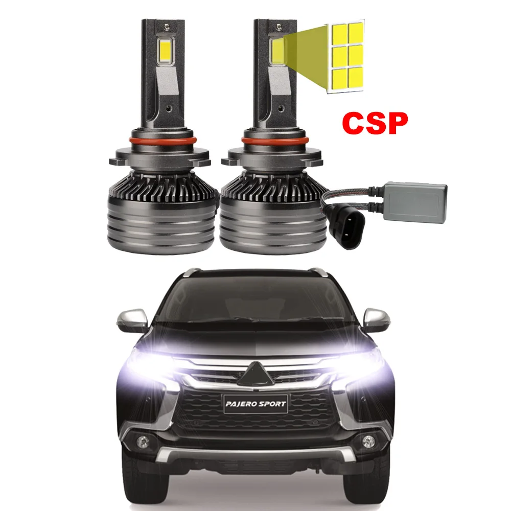 2Pcs 9012 HIR2 Car LED Headlight Bulbs For Mitsubishi Pajero Sport 2016-2019 High Low Beam Canbus 6500K