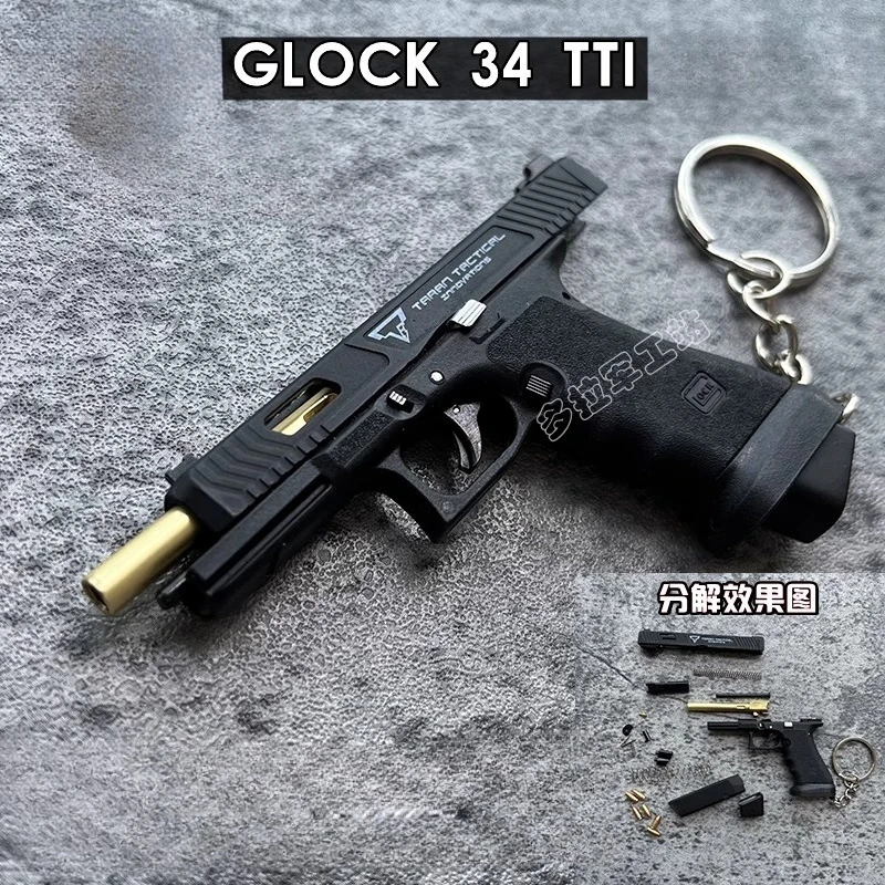 

Mini Gun Shape Keychain Glock 34 TTI Alloy Exquisite Fancy Special Adult Toy Unique Funny Keychain Breloczek Powerpuff