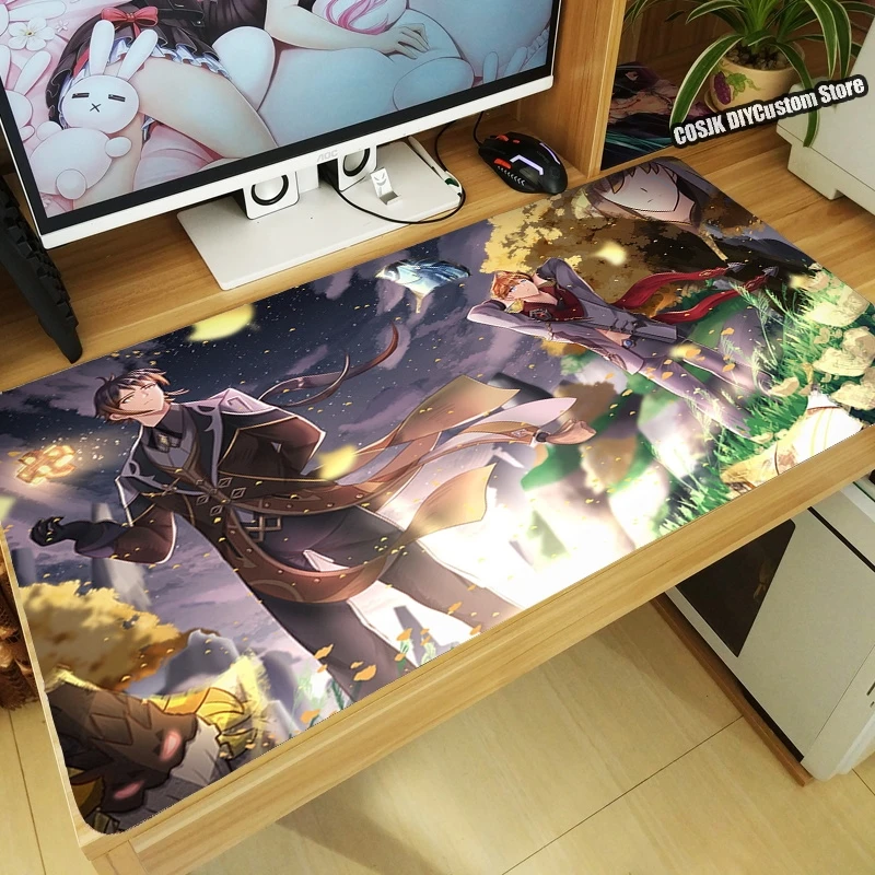 Anime Game Genshin Impact Tartaglia Zhongli Mouse Pad Large Keyboard Desk Mat Mousepad Laptop Playmat Kawaii Gaming Accessories