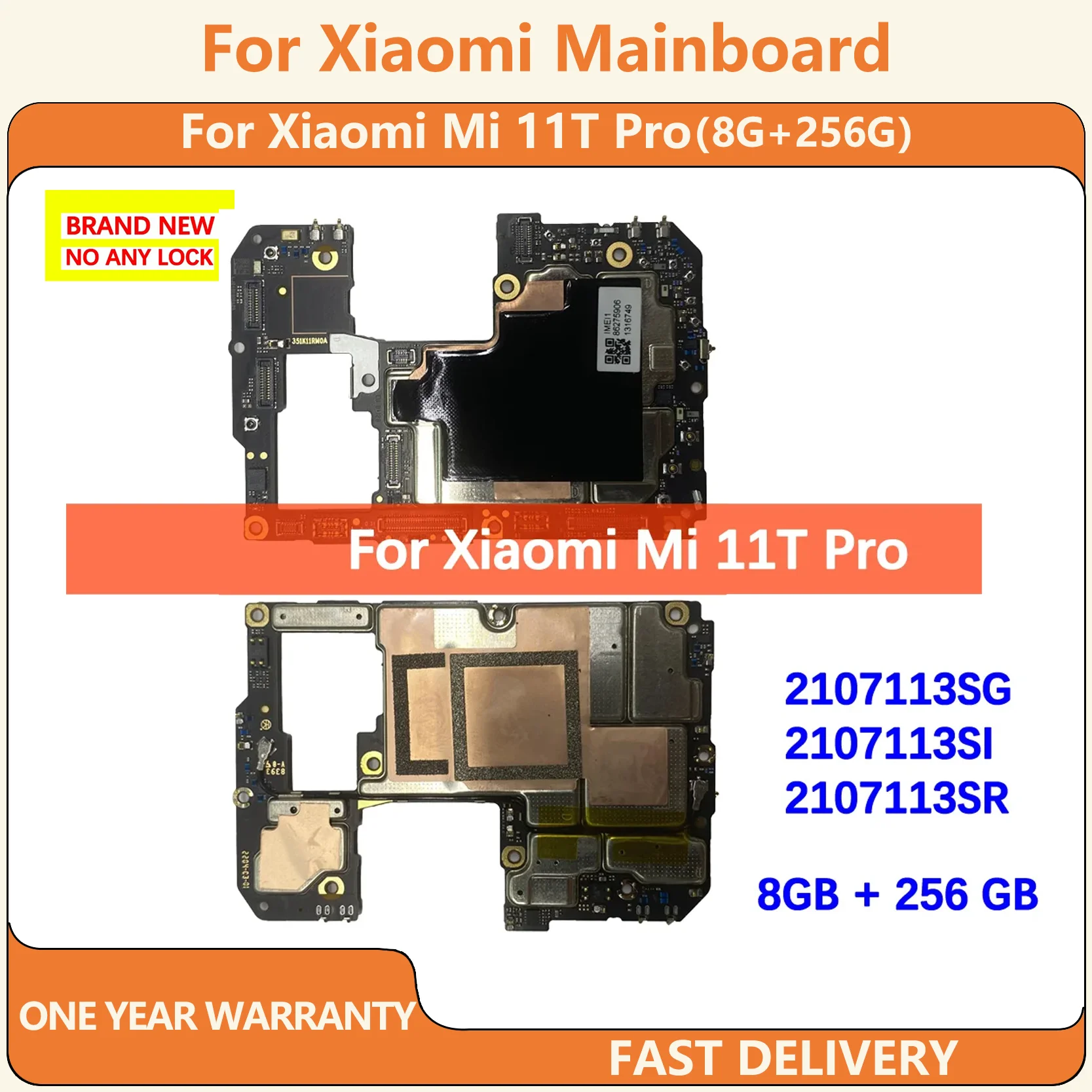 Motherboard for Xiaomi Mi 11T Pro Mainboard Logic Circuit Board Plate Global Unlocked Full Work 2107113S