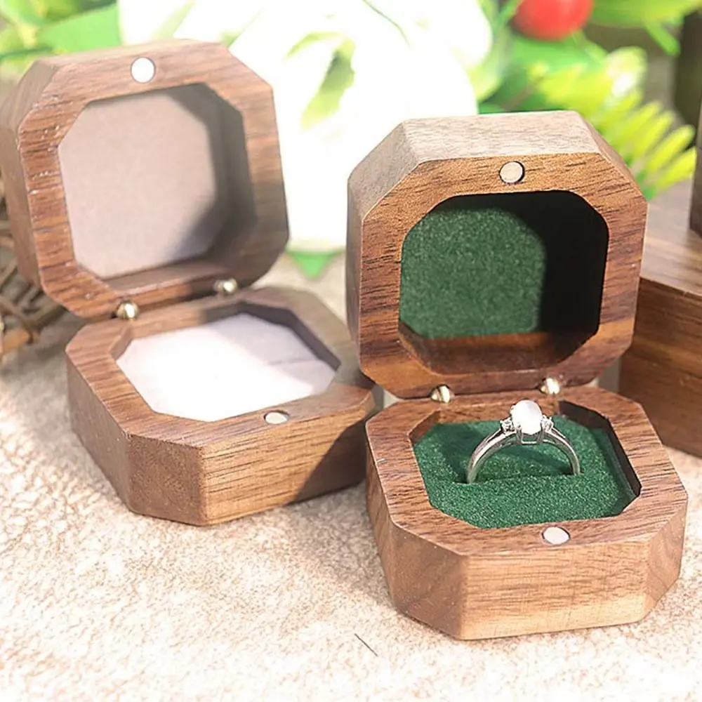 

Velvet Wood Rings Box Retro Ear Studs Case Earrings Display Tray Jewlery Organizer Exquisite Ring Earring Holder Valentines Day