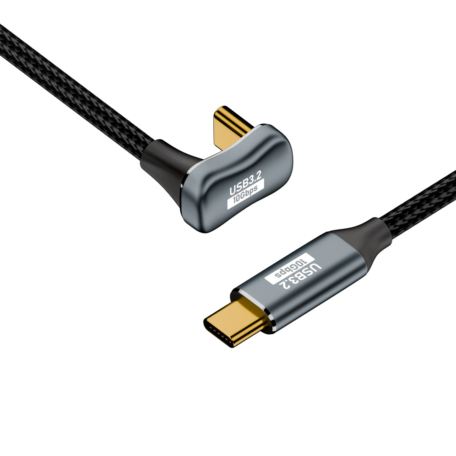 USB 3.2 Type C Male to USB C 10Gbps 4K 60Hz Data Transfer PD 100W Fast Charging Angled U Shape Nylon Braided Cable Video Monitor