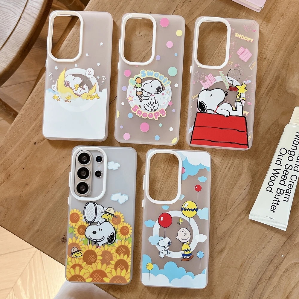 Cute Peanut Snoopy Charlie Brown Magnetic Magsafe Wireless Charge Phone Case For Samsung Galaxy S26 25 24 23 Ultra Puls Cover