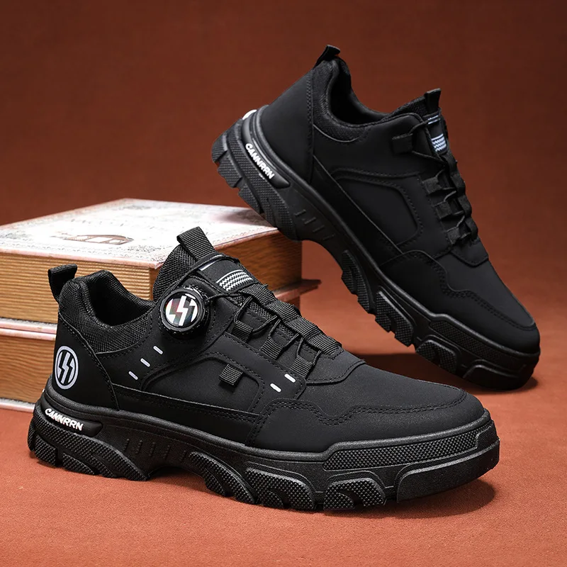 

Осень 2023, новая мужская обувь с низким верхом и вращающейся пряжкой, спортивная повседневная модная уличная водонепроницаемая рабочая обувь, резиновый верх на подошве из ЭВА