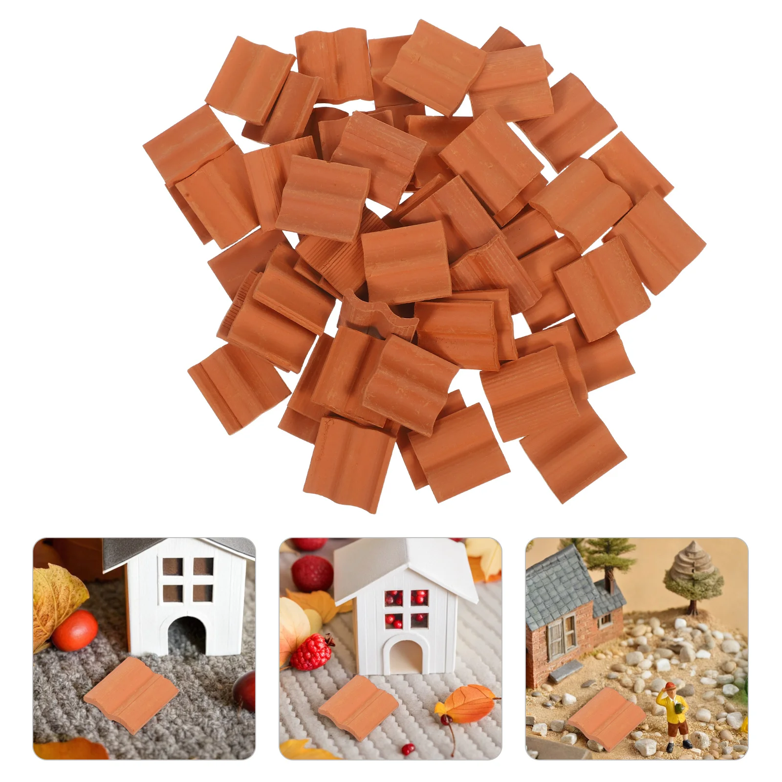 

60Pcs Miniature Roof Tiles Lifelike Small Architectural Materials for Creative DIY Dollhouse Micro Landscape Sand Table Decor