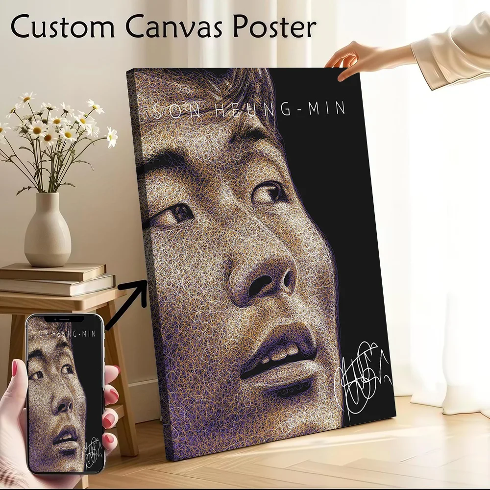 Son Heung-min Portrait Art Canvas Poster Customizable Printed Canvas Painting Wall Art for Fans Decoration Living Room Wand Deko
