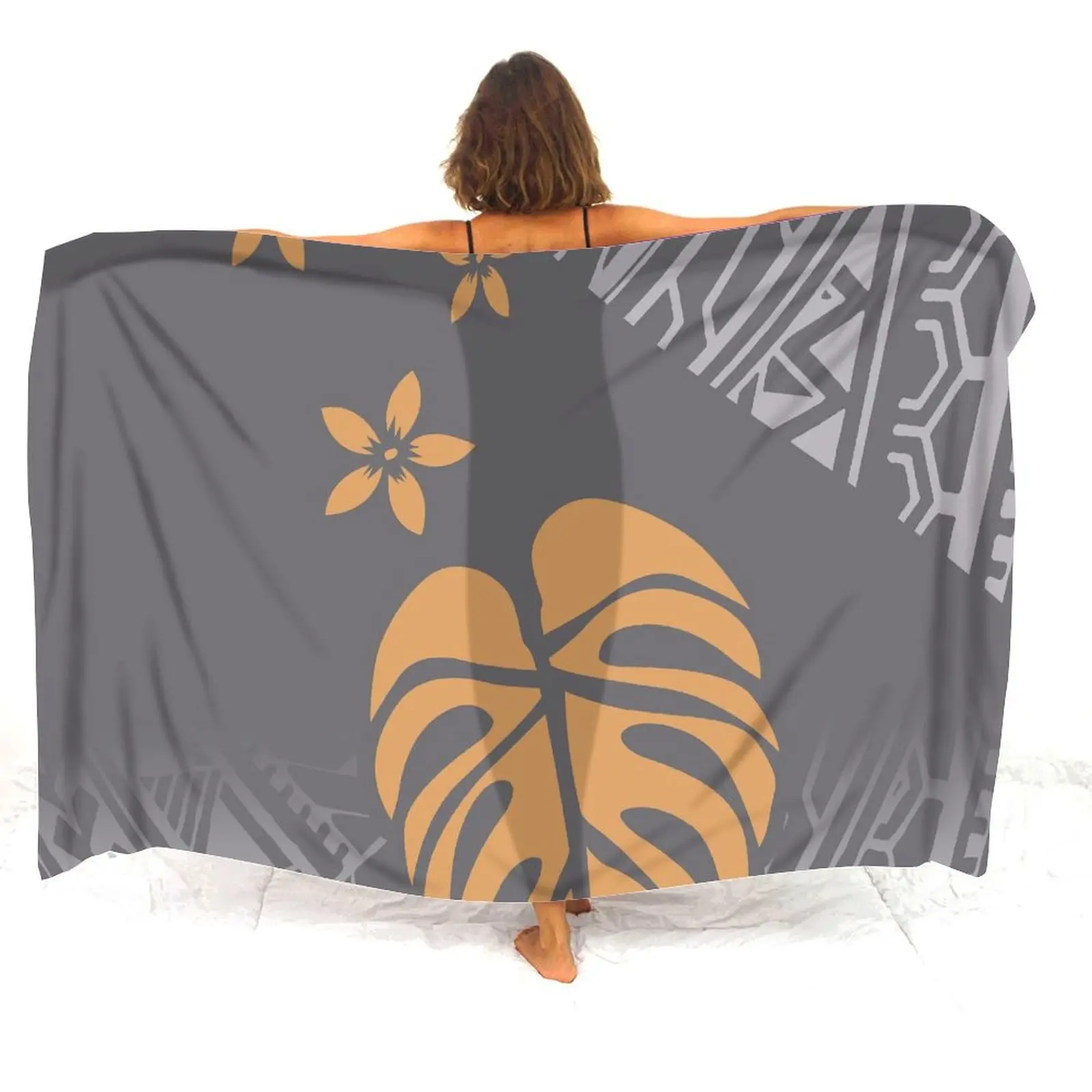 Praia havaiana elegante sarong personalizado polinésia tribal estilo étnico senhoras praia casaco de uma peça frete grátis