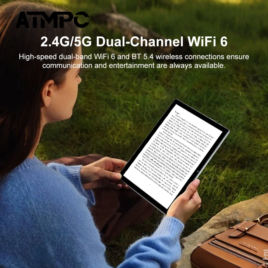 Tablet PC ATMPC da 10,1 pollici, Android 14, 12 GB di RAM, 128 GB di ROM, Octa-Core, schermo IPS 1280*800, BT 5.4, tablet WIFI 6 da 2,4 GHz/5 GHz