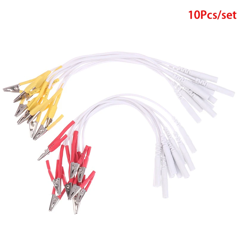 10 pares de cabos de clipe de jacaré de pino de 2 mm para HWATO SDDZ-II - Fios de eletrodo TENS/EMS para terapia de acupuntura eletrônica
