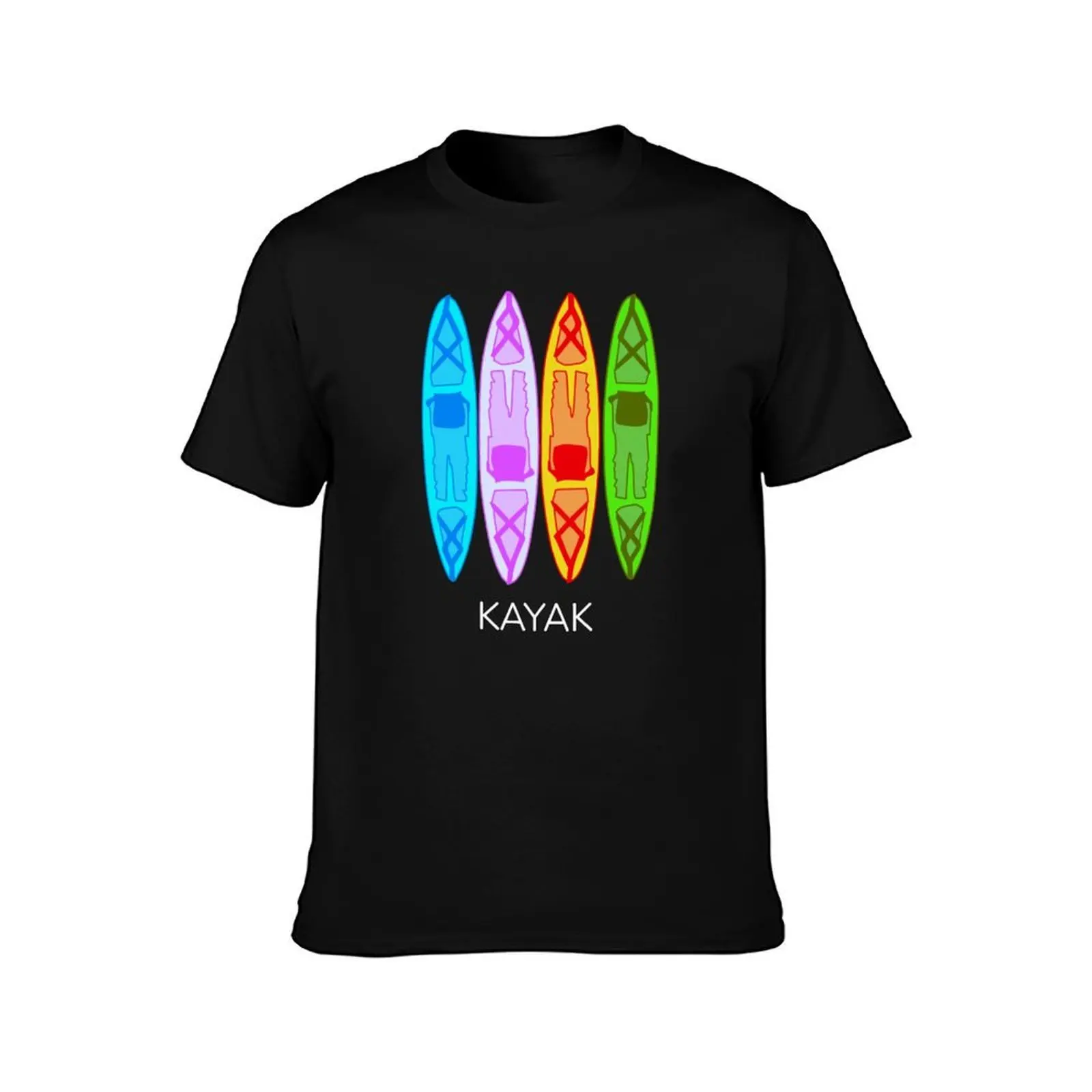 Kayak paddle boat in different colors T-Shirt Summer Casual Cotton Tee Oversized Streetwear Tops Vintage Graphic Print