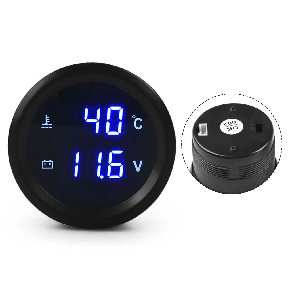 52mm Car Led Digital Display Water Temperature And Voltage Gauge 12-24V 1/8