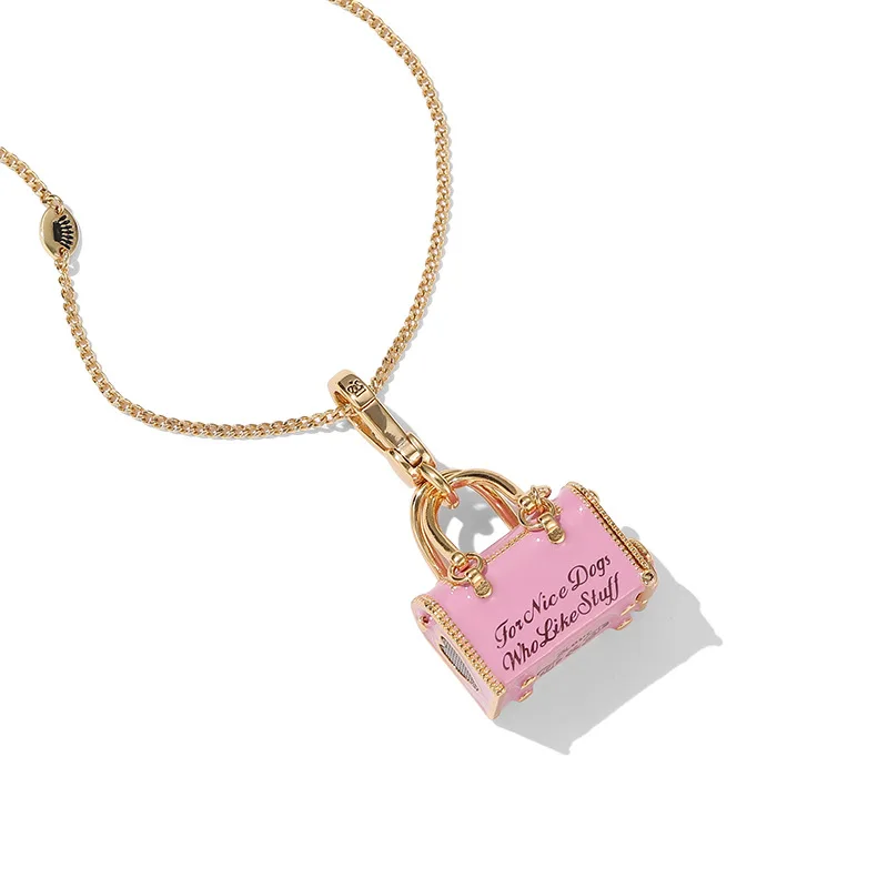 6mm Bracelet Hand String Fashionable Openable Pet Bag Pendant With Three-Dimensional Enamel-Glazed Letter Print And A Pink Puppy