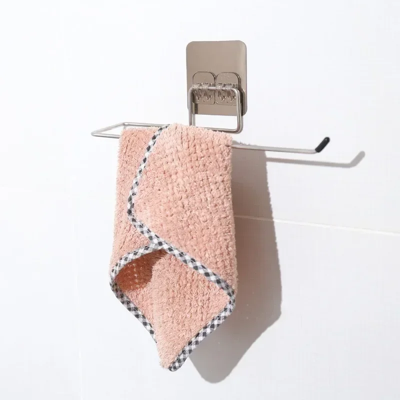 1PCS Adhesive Toilet Paper Holder Stainless Steel Wall Mount Kitchen Roll Towel Rack Napkin Dispenser Absorbent Stand Tissue