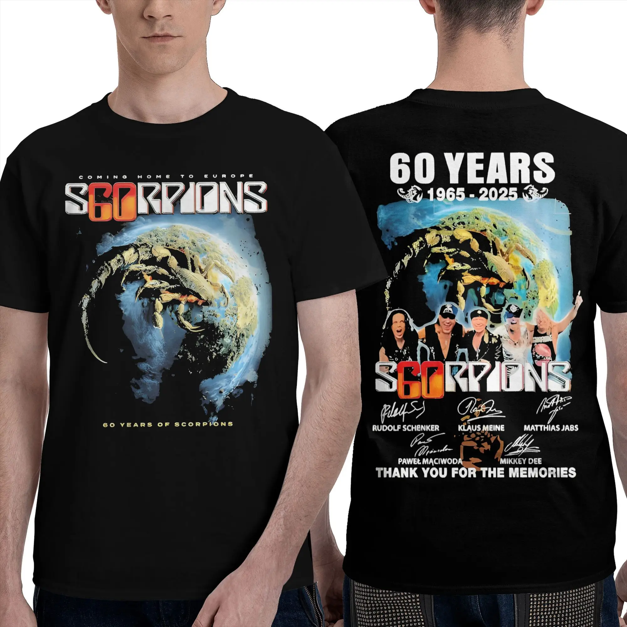 New Scorpions 60 Years Tour 202525 Cotton T-Shirt For Men Summer T Shirts O Neck Popular Tee Shirt Plus Size Hot Sale Clothes