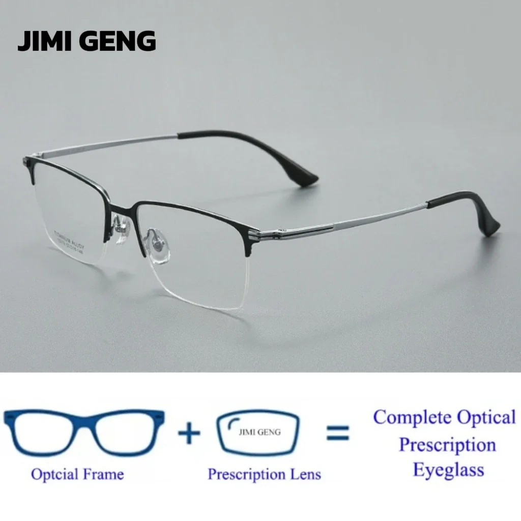 

2025 Fashion Retro High Quality Pure Titanium Half Frame Prescription Glasses for Men and Women