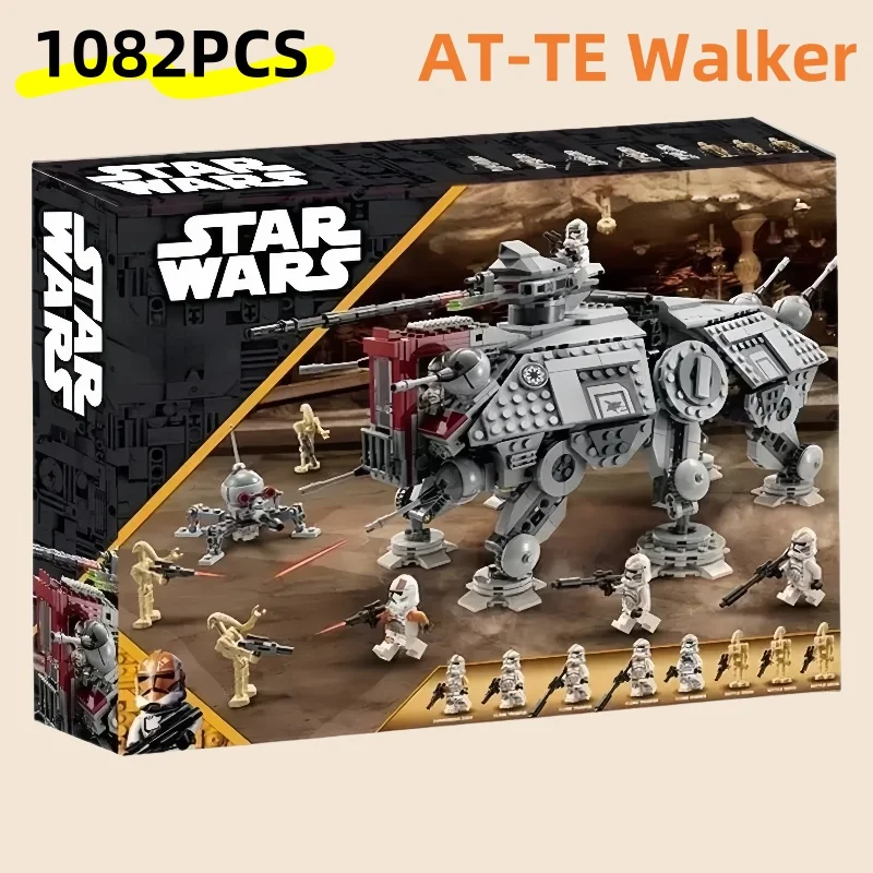 

AT-TE вездеходная машина, 1082 шт., наборы моделей строительных блоков, совместимые с 75337 сборка самоблокирующихся кирпичей, игрушки, подарки