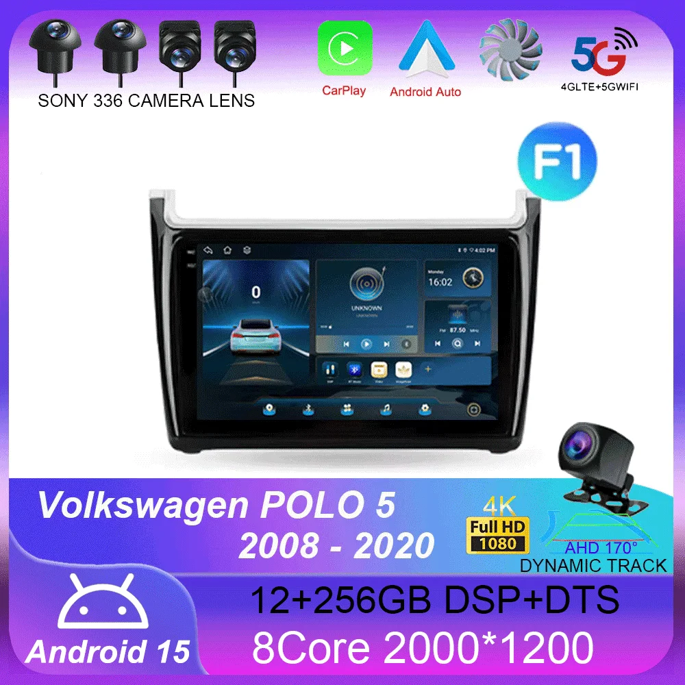 

For Volkswagen POLO 5 2008 - 2020 Carplay Auto 4G+WIFI GPS Car Radio Navigation Multimedia Video Player Stereo BT Android 15